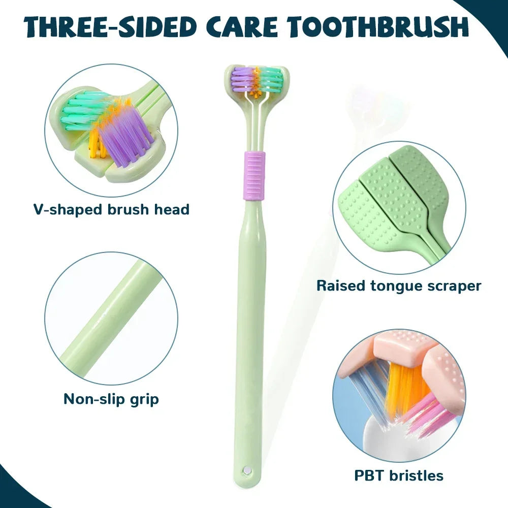 Three Sided Soft Hair Tooth Toothbrush